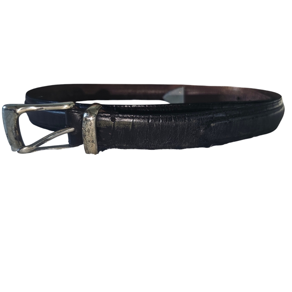 Mens Fossil Italian Full Grain Cowhide  Leather Black Brown  Buckle Belt 40 /100